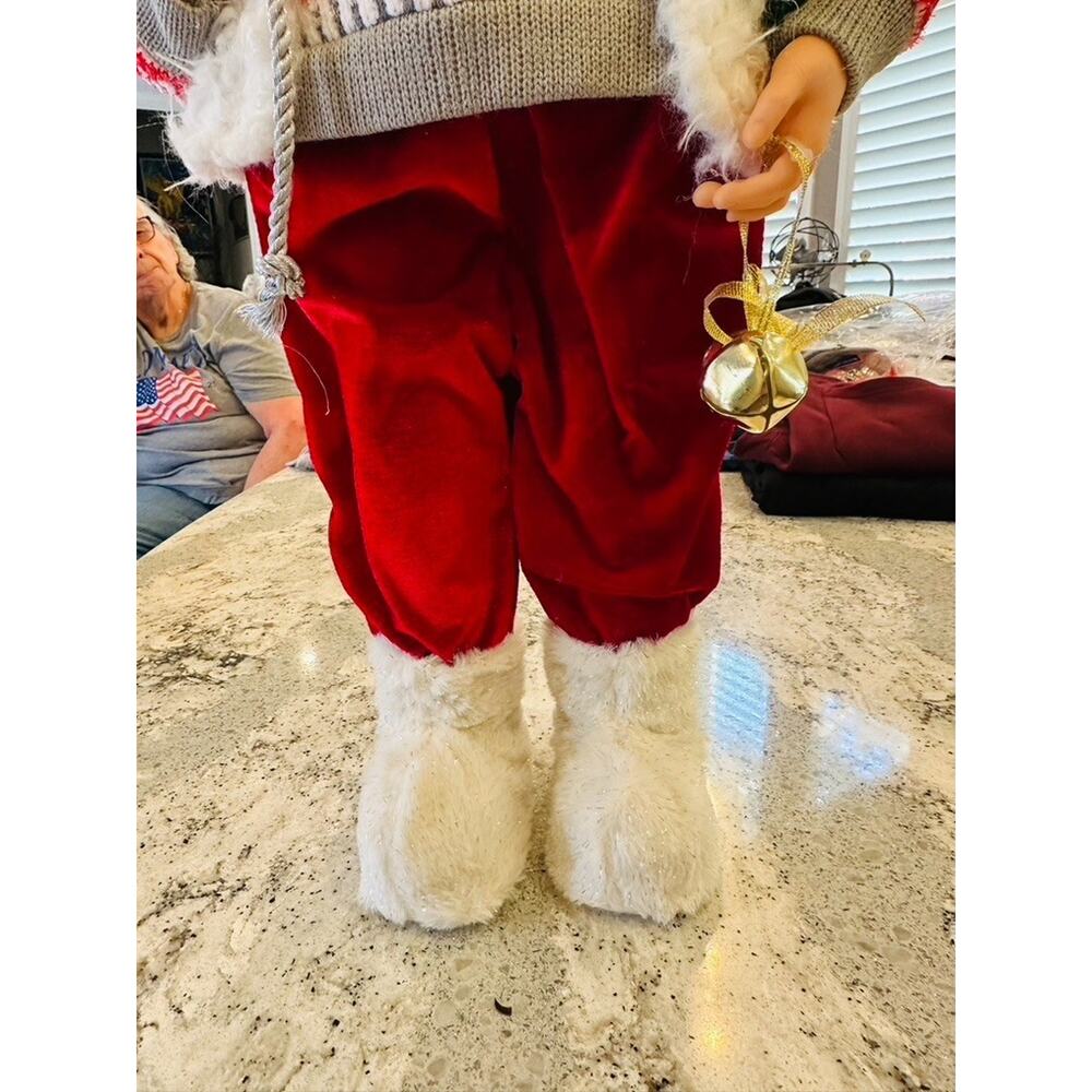 Santa Claus Figurine 24" Red Sweater Sequin Hat Christmas Decoration Holiday Fig - Picture 8 of 16